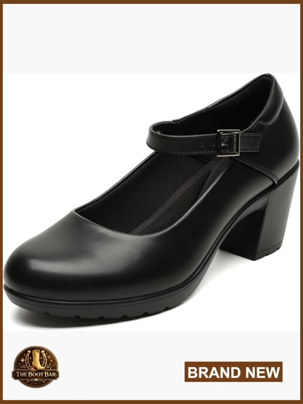 Mary Jane Dress Shoes Chunky Low Block Heels 7CM Closed Toe Work Pumps